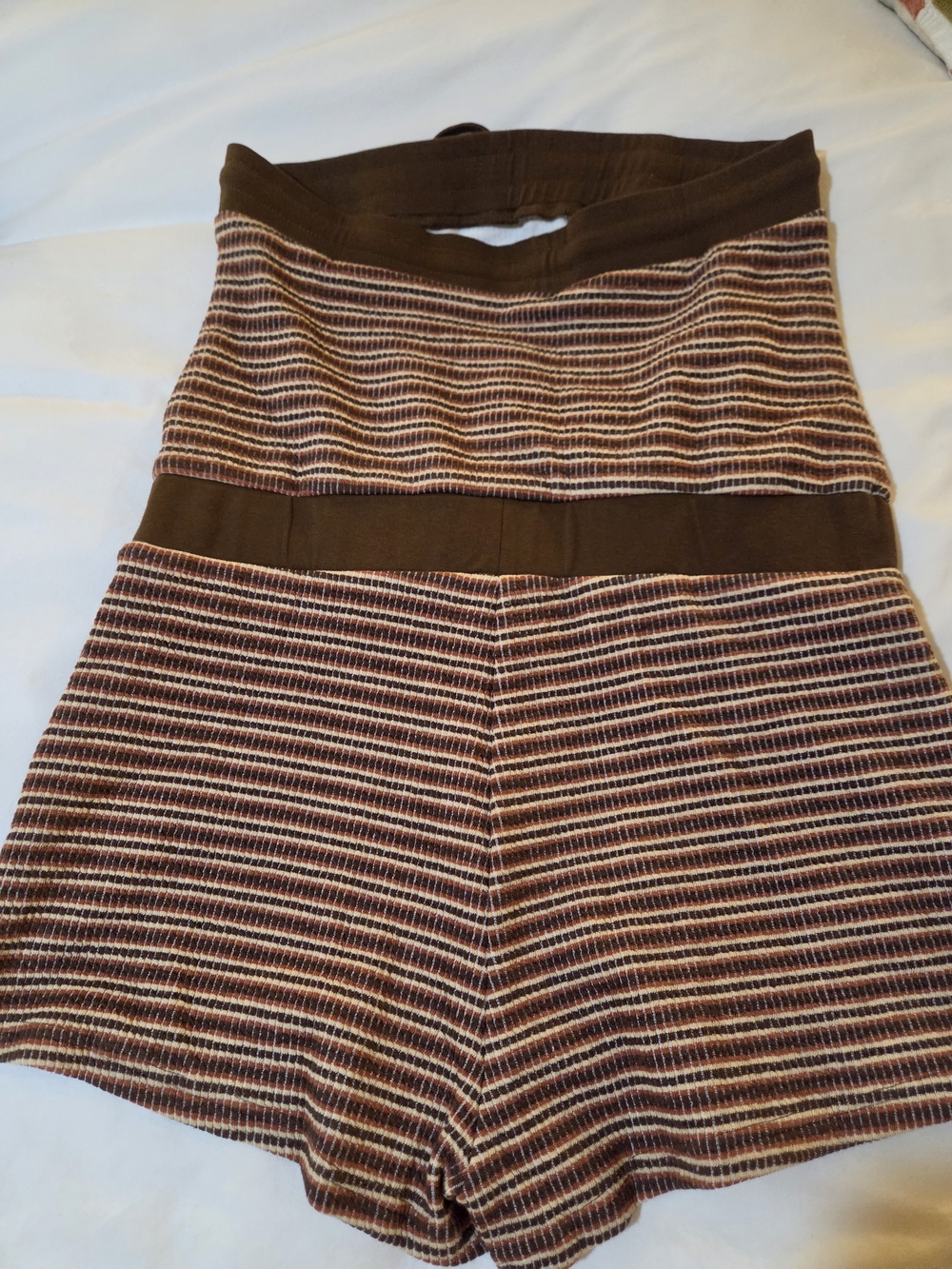 Cider NWOT Brown & Cream Striped Strapless Romper - Picture 4 of 4